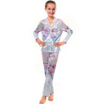 Minimal Pink Floral Marble A Kid s Satin Long Sleeve Pajamas Set