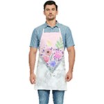 Minimal Pink Floral Marble A Kitchen Apron