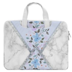 Minimal Silver Blue Marble Bouquet A Macbook Pro Double Pocket Laptop Bag by gloriasanchez