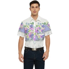 Minimal Purble Floral Marble A Men s Short Sleeve Pocket Shirt  by gloriasanchez