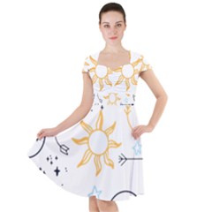 Pattern Mystic Cap Sleeve Midi Dress by alllovelyideas
