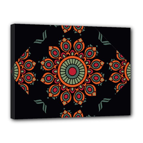 Colored Mandala Dark 2 Canvas 16  X 12  (stretched) by byali