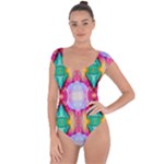 Colorful Abstract Painting E Short Sleeve Leotard 