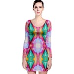 Colorful Abstract Painting E Long Sleeve Velvet Bodycon Dress