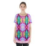 Colorful Abstract Painting E Skirt Hem Sports Top