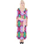 Colorful Abstract Painting E Quarter Sleeve Wrap Maxi Dress