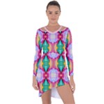 Colorful Abstract Painting E Asymmetric Cut-Out Shift Dress