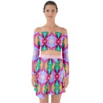 Colorful Abstract Painting E Off Shoulder Top with Skirt Set