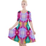 Colorful Abstract Painting E Quarter Sleeve A-Line Dress