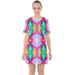 Colorful Abstract Painting E Sixties Short Sleeve Mini Dress
