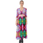 Colorful Abstract Painting E Button Up Boho Maxi Dress