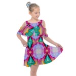 Colorful Abstract Painting E Kids  Shoulder Cutout Chiffon Dress