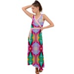 Colorful Abstract Painting E V-Neck Chiffon Maxi Dress