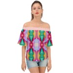 Colorful Abstract Painting E Off Shoulder Short Sleeve Top
