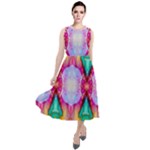Colorful Abstract Painting E Round Neck Boho Dress