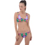 Colorful Abstract Painting E Ring Detail Crop Bikini Set