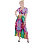 Colorful Abstract Painting E Button Up Short Sleeve Maxi Dress