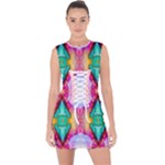 Colorful Abstract Painting E Lace Up Front Bodycon Dress