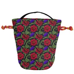 Spanish Passion Floral Pattern Drawstring Bucket Bag by gloriasanchez