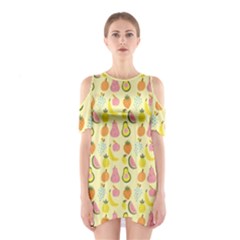 Tropical Fruits Pattern  Shoulder Cutout One Piece Dress by gloriasanchez