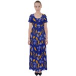Folk floral art pattern. Flowers abstract surface design. Seamless pattern High Waist Short Sleeve Maxi Dress