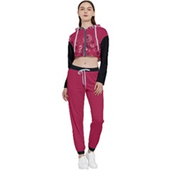 Crimson Swirl 3 Cropped Zip Up Lounge Set by TRENDYcouture