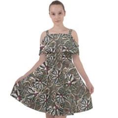 Modern Floral Collage Pattern Design Cut Out Shoulders Chiffon Dress by dflcprintsclothing