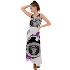 Purple Spacemonkey V-neck Chiffon Maxi Dress by goljakoff