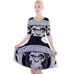 Spacemonkey Quarter Sleeve A-line Dress by goljakoff
