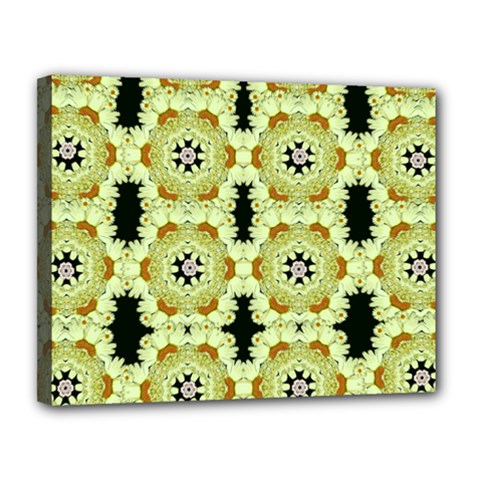 Summer Sun Flower Power Over The Florals In Peace Pattern Canvas 14  X 11  (stretched) by pepitasart