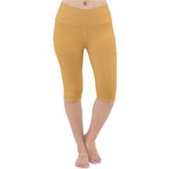 Bees Wax Orange Lightweight Velour Cropped Yoga Leggings by FabChoice