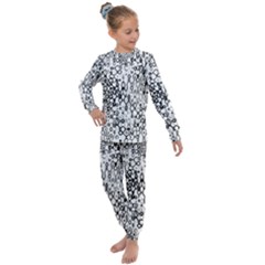 White And Black Modern Abstract Design Kids  Long Sleeve Set  by dflcprintsclothing