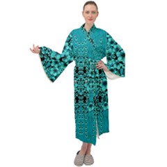 Blue Flowers So Decorative And In Perfect Harmony Maxi Velour Kimono by pepitasart