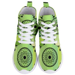 Green Grid Cute Flower Mandala Women s Lightweight High Top Sneakers by Magicworlddreamarts1