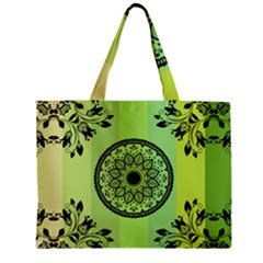Green Grid Cute Flower Mandala Zipper Mini Tote Bag by Magicworlddreamarts1
