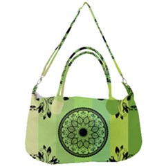 Green Grid Cute Flower Mandala Removal Strap Handbag by Magicworlddreamarts1