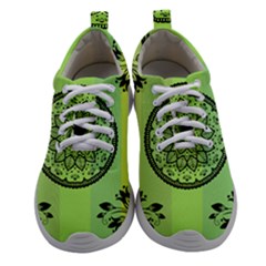 Green Grid Cute Flower Mandala Athletic Shoes by Magicworlddreamarts1
