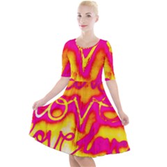 Pop Art Love Graffiti Quarter Sleeve A-line Dress by essentialimage365