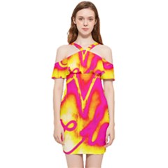 Pop Art Love Graffiti Shoulder Frill Bodycon Summer Dress by essentialimage365