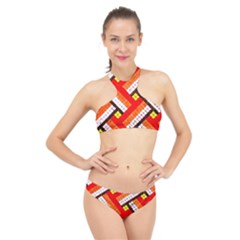 Pop Art Mosaic High Neck Bikini Set by essentialimage365