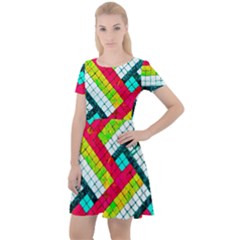 Pop Art Mosaic Cap Sleeve Velour Dress  by essentialimage365