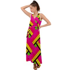 Pop Art Mosaic V-neck Chiffon Maxi Dress by essentialimage365