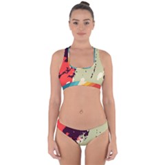 Abstract Colorful Pattern Cross Back Hipster Bikini Set by AlphaOmega