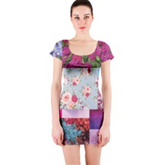Pink Purple Aesthetic Short Sleeve Bodycon Dress by designsbymallika