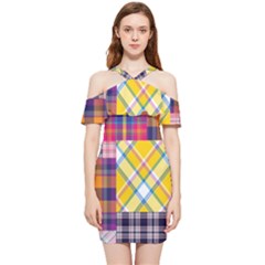 Checks Pattern Shoulder Frill Bodycon Summer Dress by designsbymallika