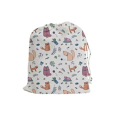 Funny Cats Drawstring Pouch (large) by SychEva