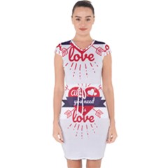 All You Need Is Love Capsleeve Drawstring Dress  by DinzDas