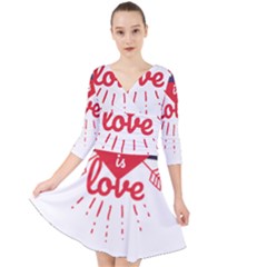 All You Need Is Love Quarter Sleeve Front Wrap Dress by DinzDas
