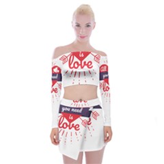 All You Need Is Love Off Shoulder Top With Mini Skirt Set