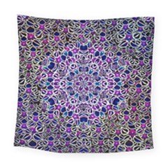 Digital Painting Drawing Of Flower Power Square Tapestry (large) by pepitasart
